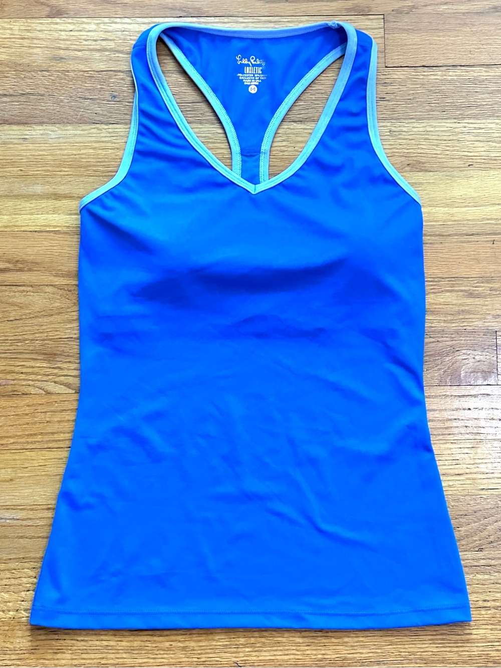Lilly Pulitzer Medium Two-tone Blue Racerback V-Neck padded bra Tank